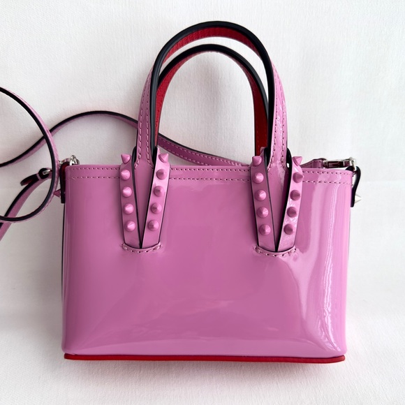 ✨New CHRISTIAN LOUBOUTIN Cabata Nano East West Patent Leather Tote Bag Gummy - Picture 2 of 14